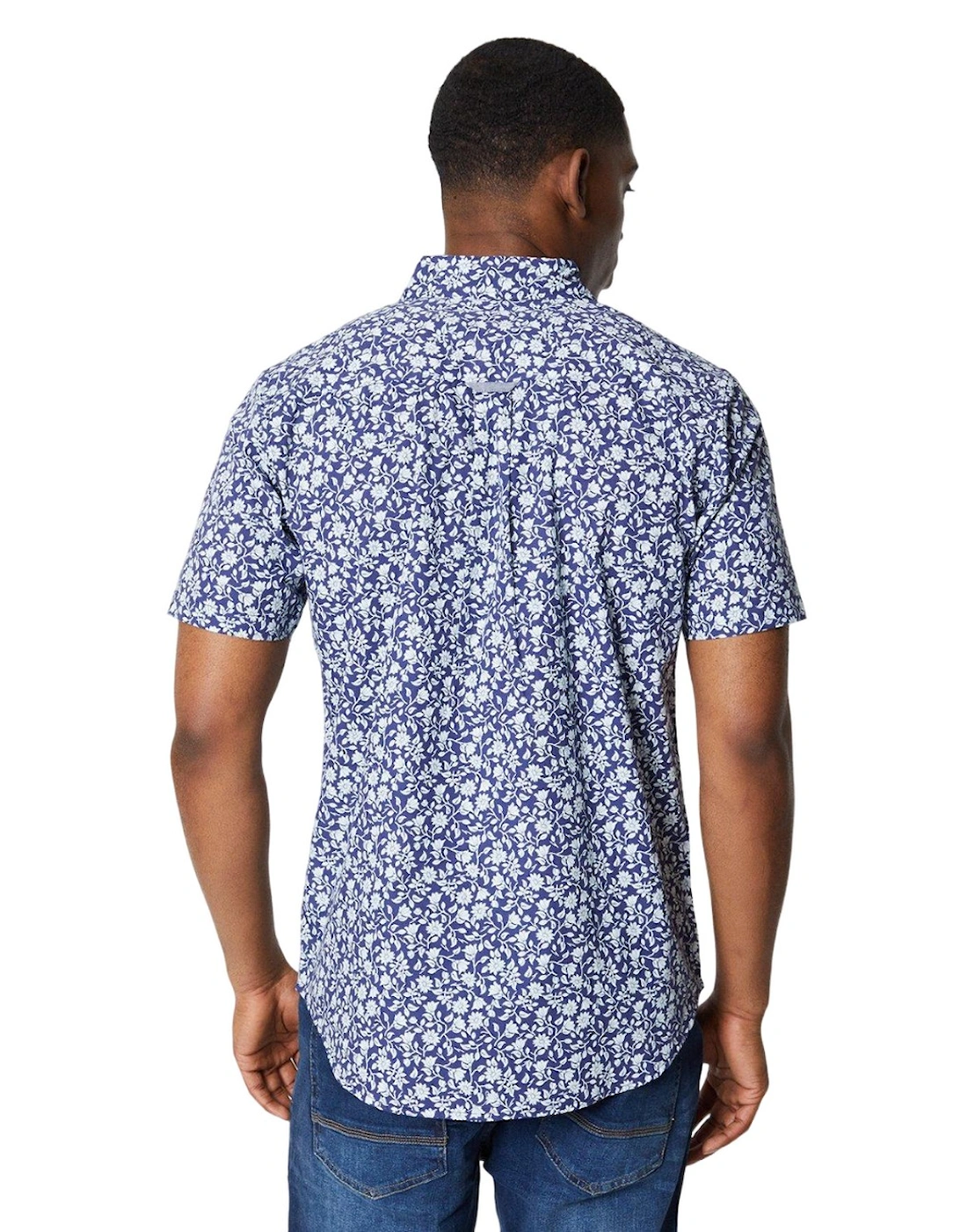 Mens Floral Stem Print Short-Sleeved Shirt