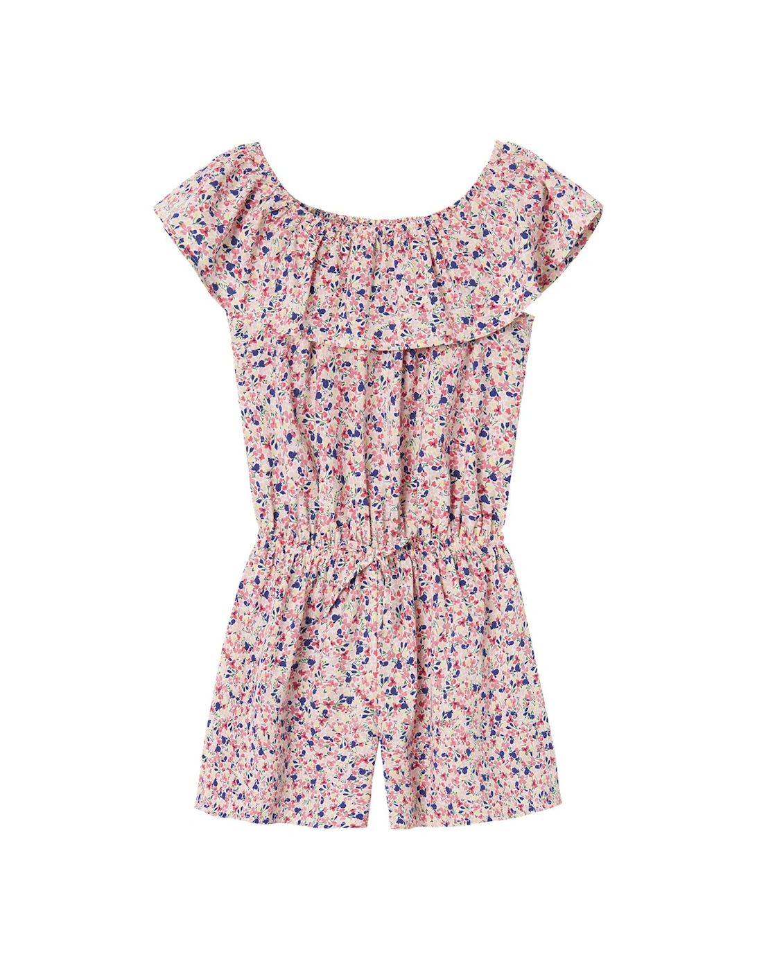 Girls Vinaya Woven Floral Print Frill Playsuit - White Alyssum Flower, 4 of 3