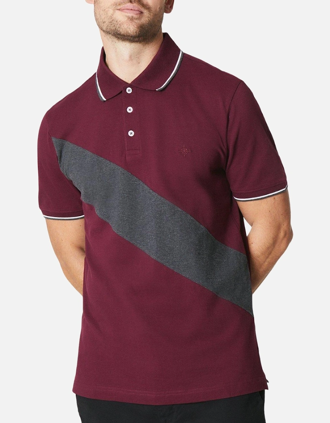 Mens Ross Diagonal Stripe Polo Shirt, 4 of 3