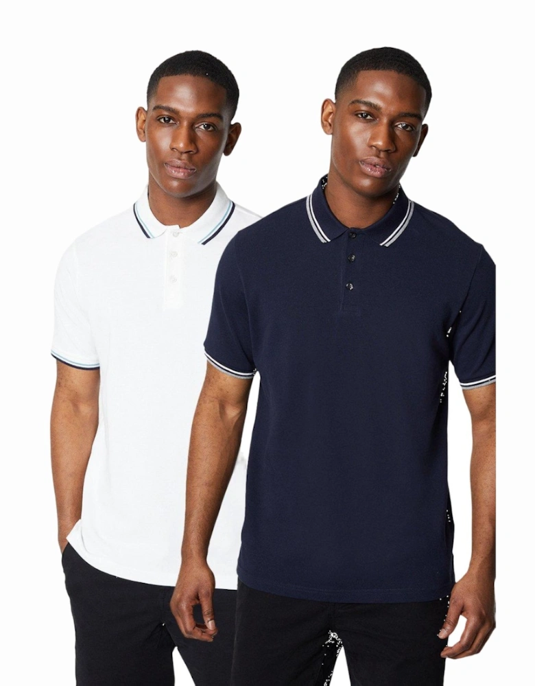 Mens Tipped Cotton Polo Shirt (Pack of 2)