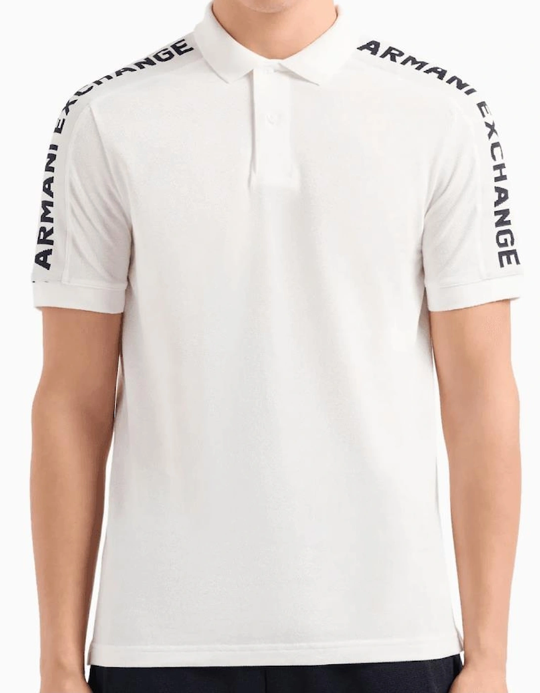 Cotton Tape Logo White Polo Shirt