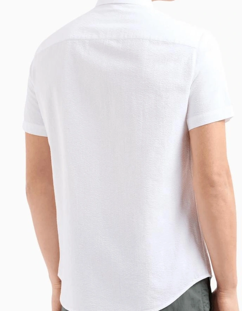 Short Sleeve Textured White Shirt