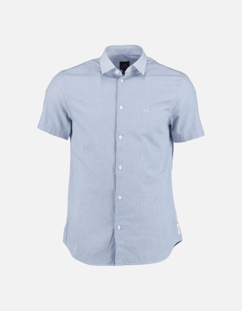 Short Sleeve Grid Blue Shirt