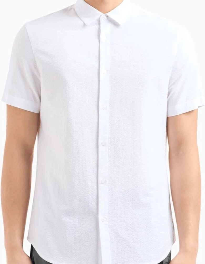 Short Sleeve Textured White Shirt