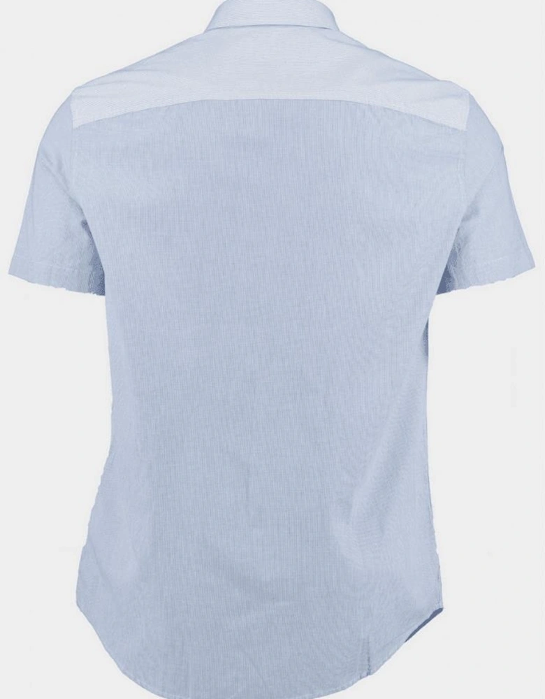 Short Sleeve Grid Blue Shirt