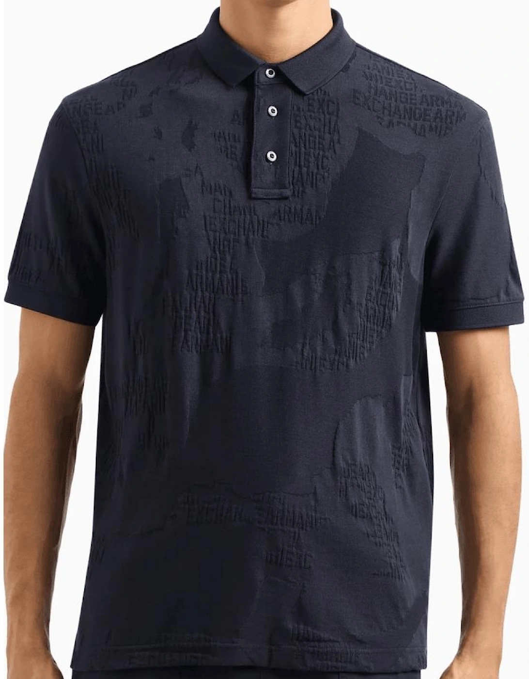 Cotton Signature Logo Navy Polo Shirt