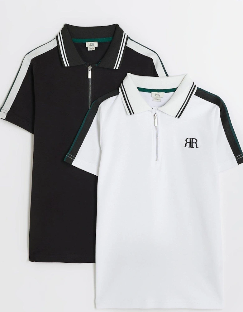 Boys Taped Zip Polo 2 Pack - White
