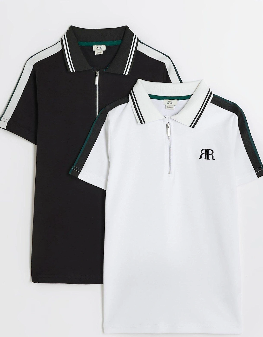 Boys Taped Zip Polo 2 Pack - White, 3 of 2