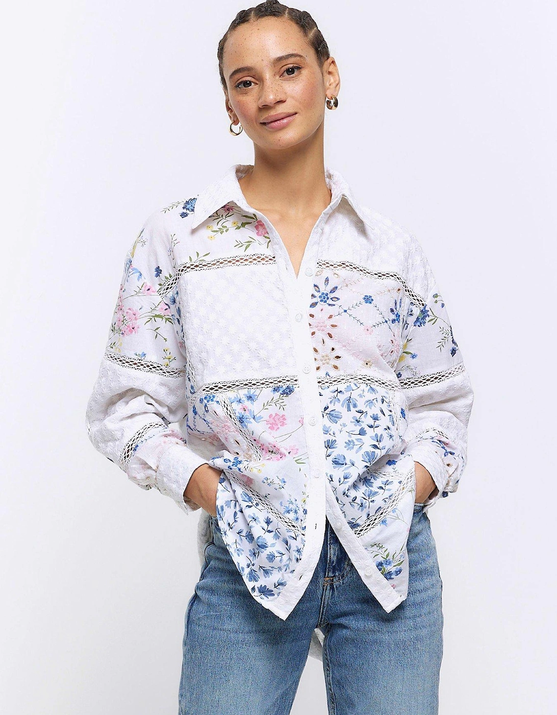 Patchwork Lace Shirt - Cream, 2 of 1
