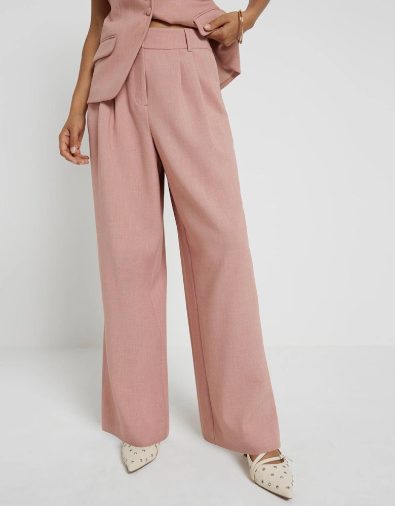 Petite Pleat Wide Leg Trouser - Light Pink