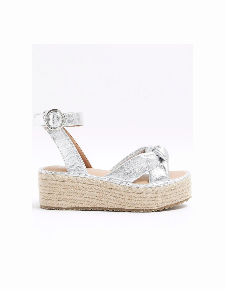 Two Part Espadrille Sandal - Silver