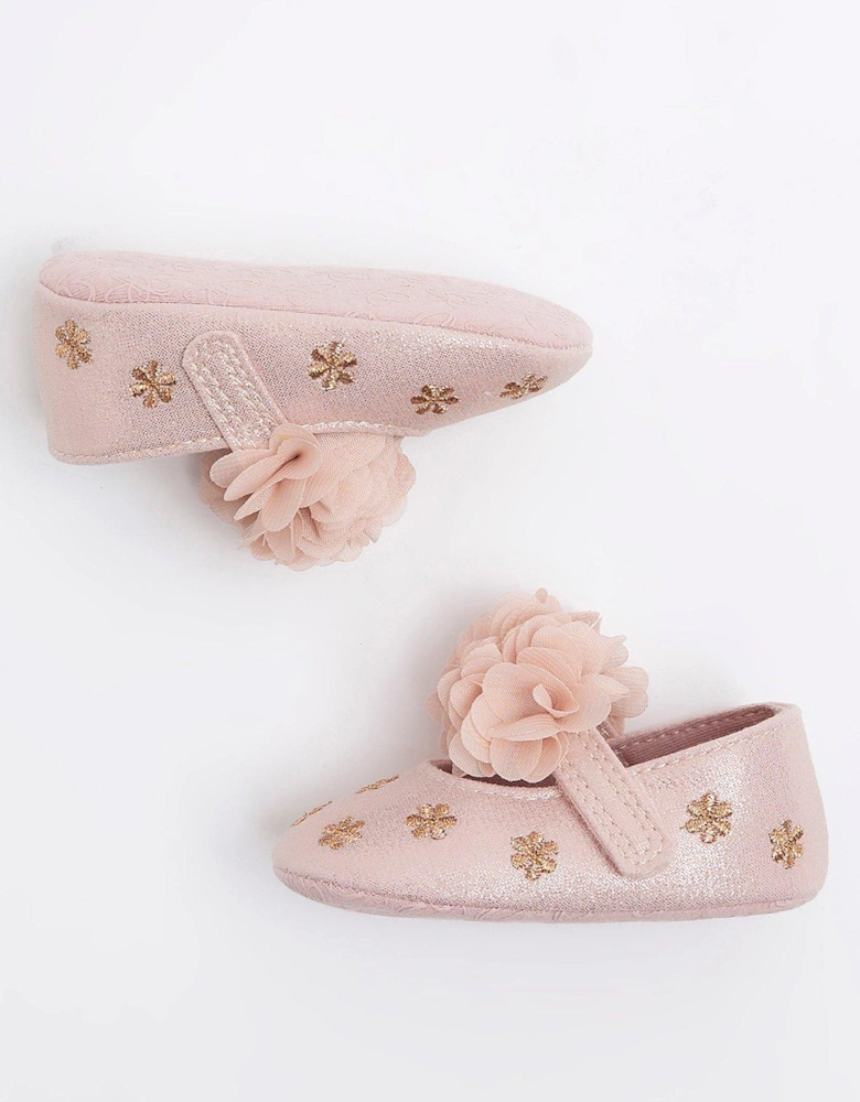 Baby Boys Girls Corsage Floral Shoes - Pink