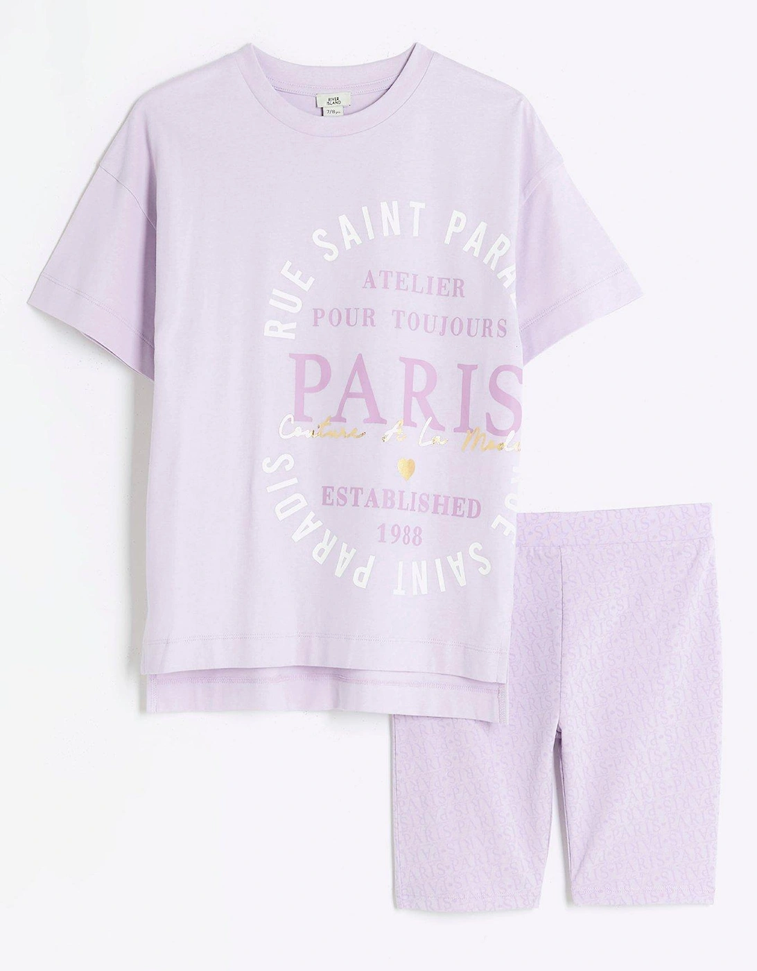 Girls Paris Graphic T-shirt Set - Purple, 2 of 1