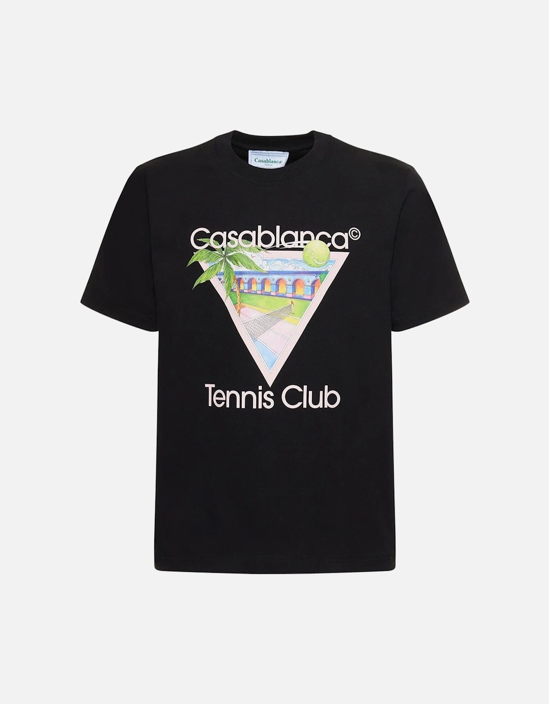 Tennis Club Icon Printed Cotton T-Shirt in Black, 3 of 2