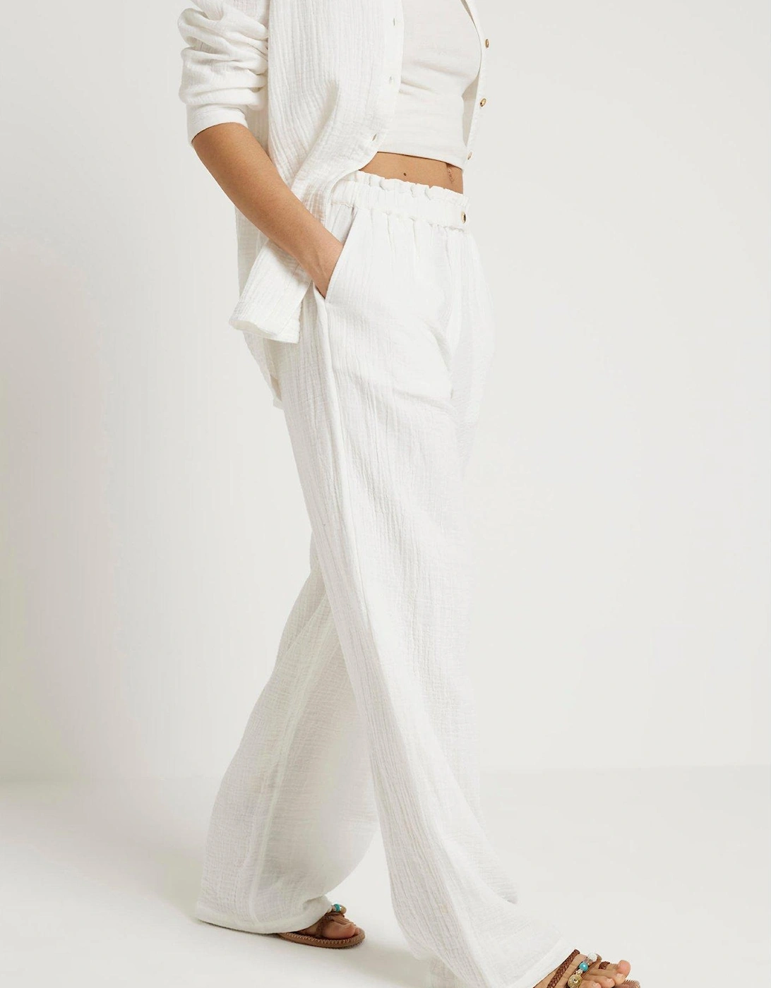 Textured Cotton Trouser - White, 2 of 1