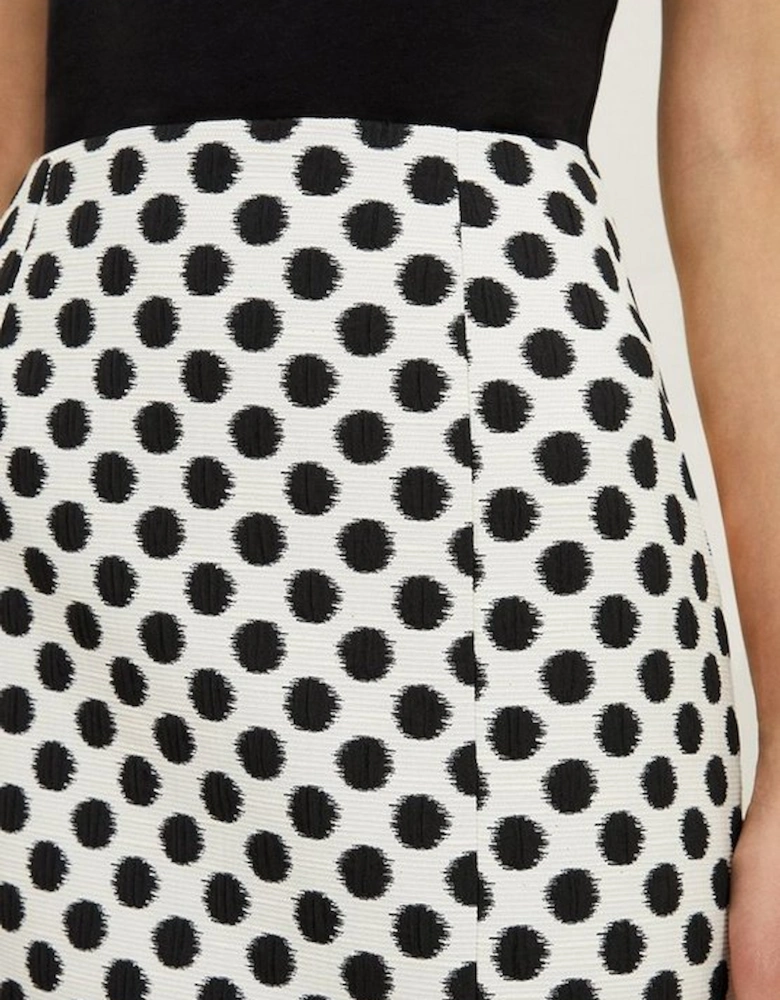 Petite Tailored Jacquard Spot Pencil Midi Skirt