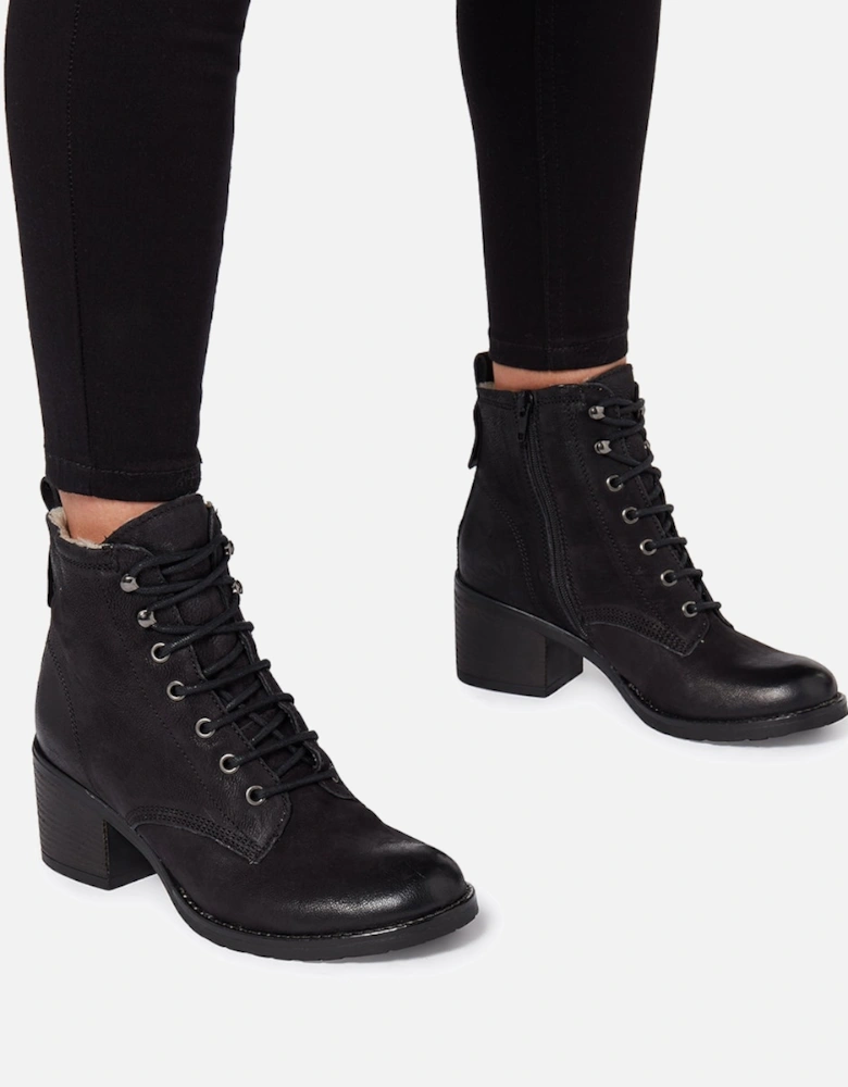 Ladies Patsie D - Lined Leather Block-Heel Ankle Boots