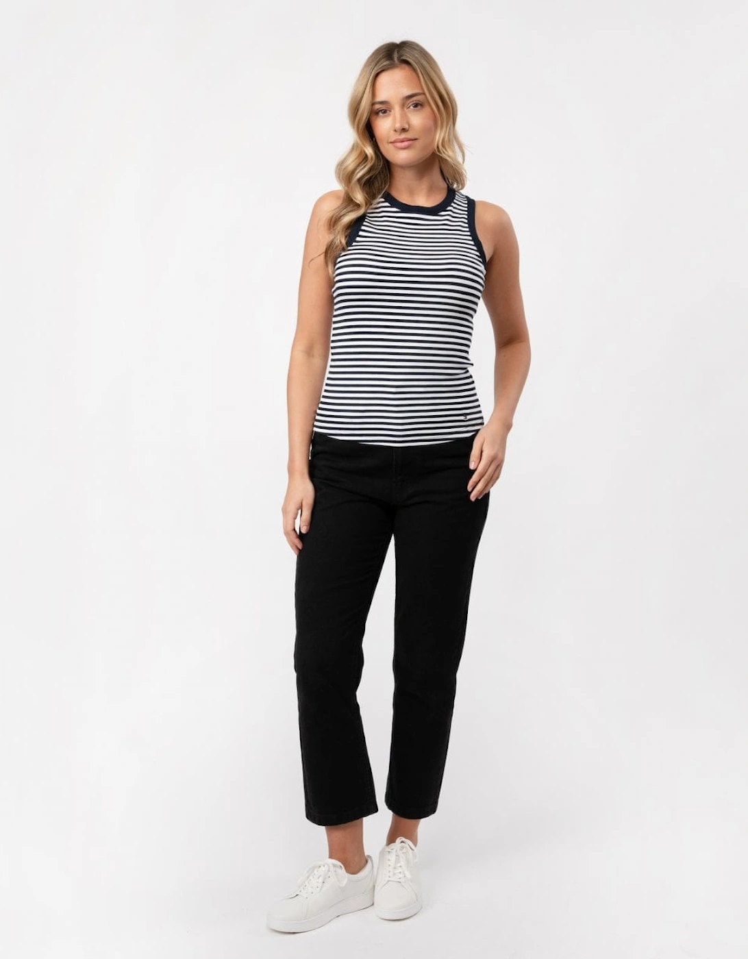 Stripe Rib Womens Slim Tank Top