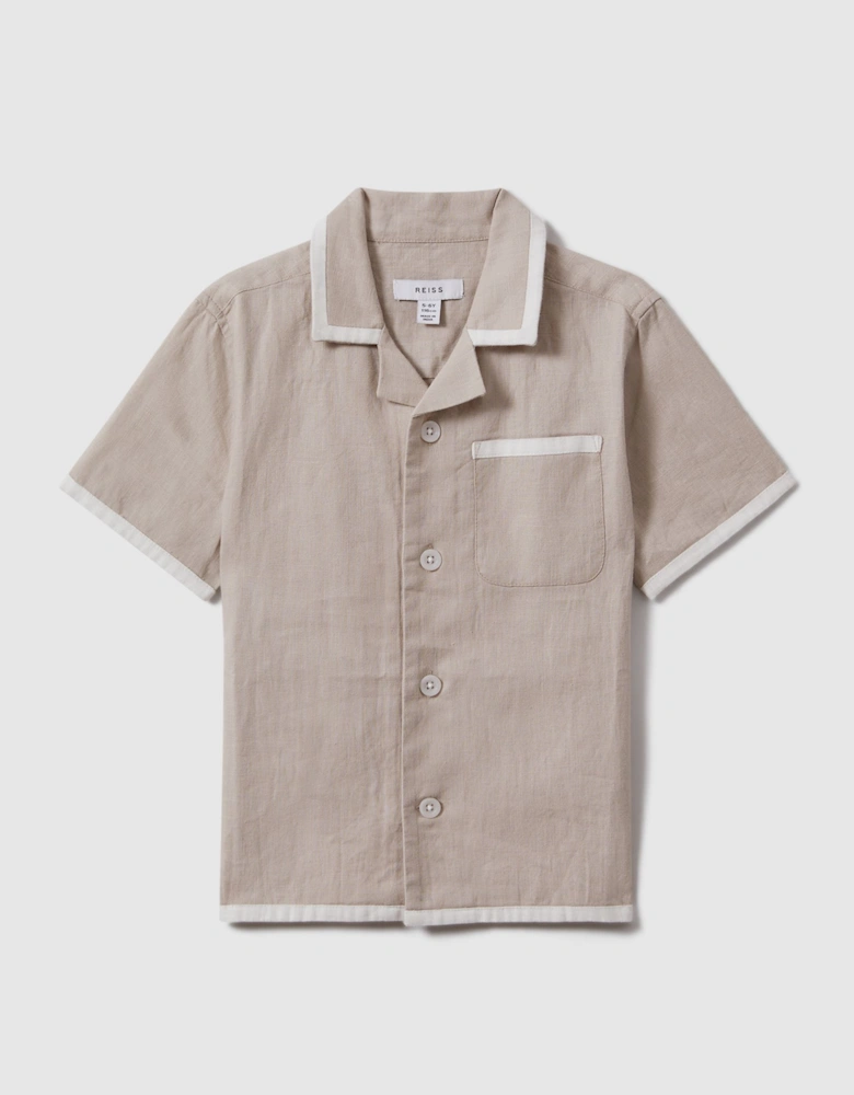 Linen Contrast Cuban Collar Shirt