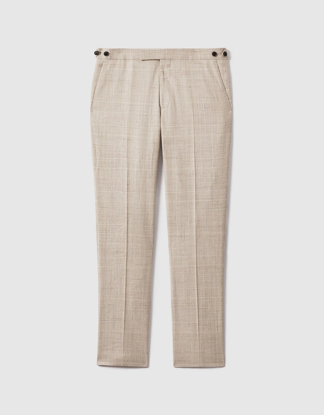 Slim Fit Linen Blend Check Trousers, 2 of 1