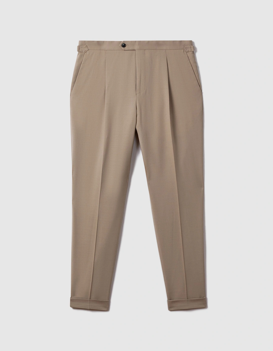 Slim Fit Wool Blend Trousers with Turn-Ups, 2 of 1