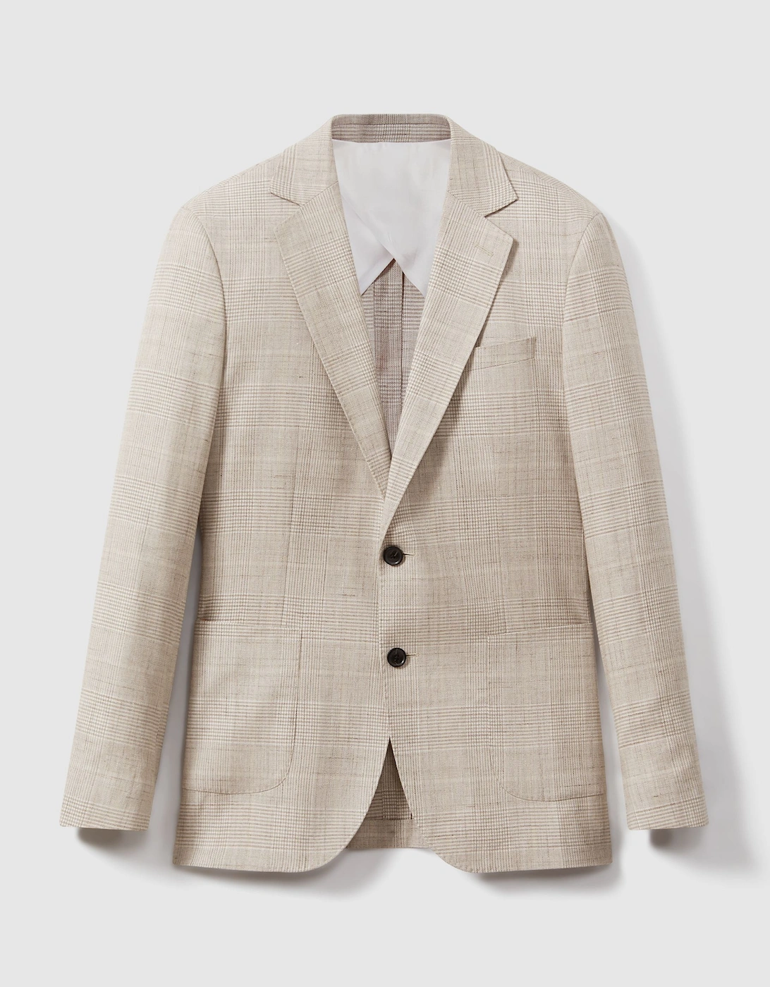Slim Fit Linen Blend Check Single Breasted Blazer, 2 of 1