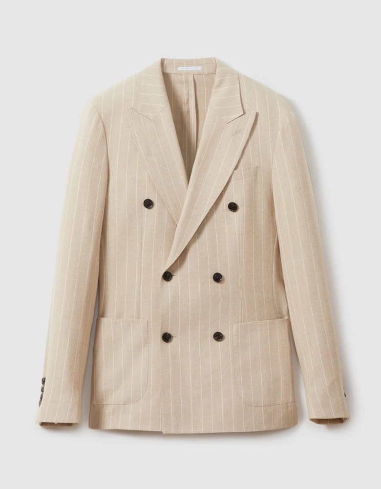 Slim Fit Double Breasted Striped Blazer