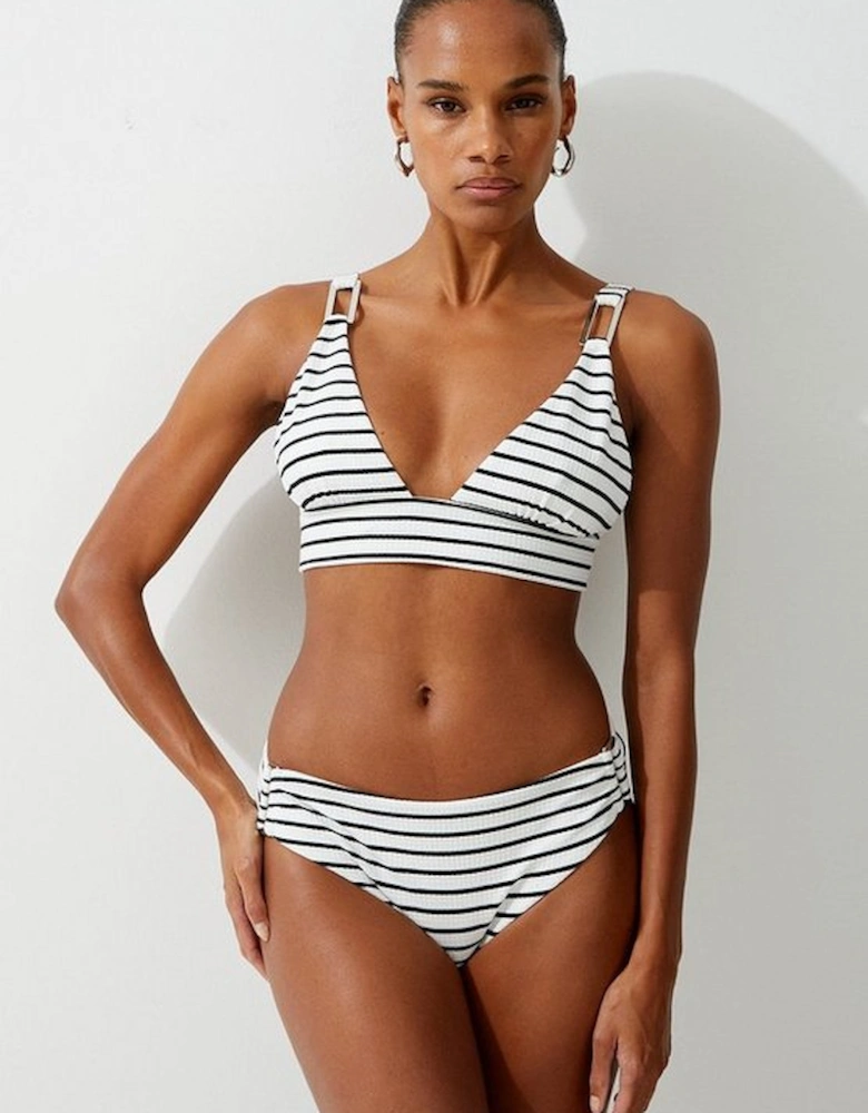 Textured Stripe Trim Detail Bikini Top