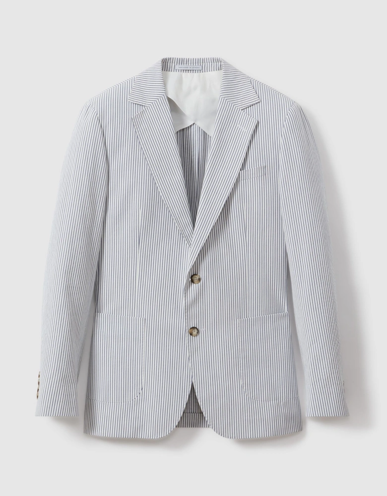 Cotton Seersucker Single Breasted Blazer