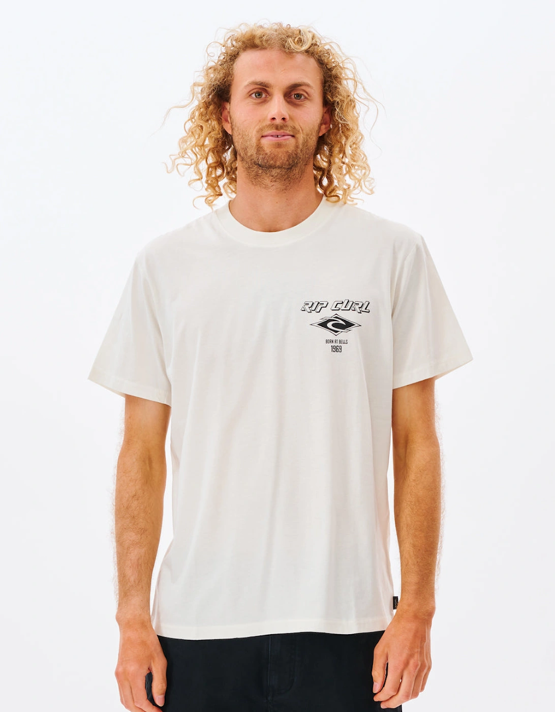 Ripcurl Men's Cream Rip Curl Fade Out Icon Short Sleeve T-Shirt Xl