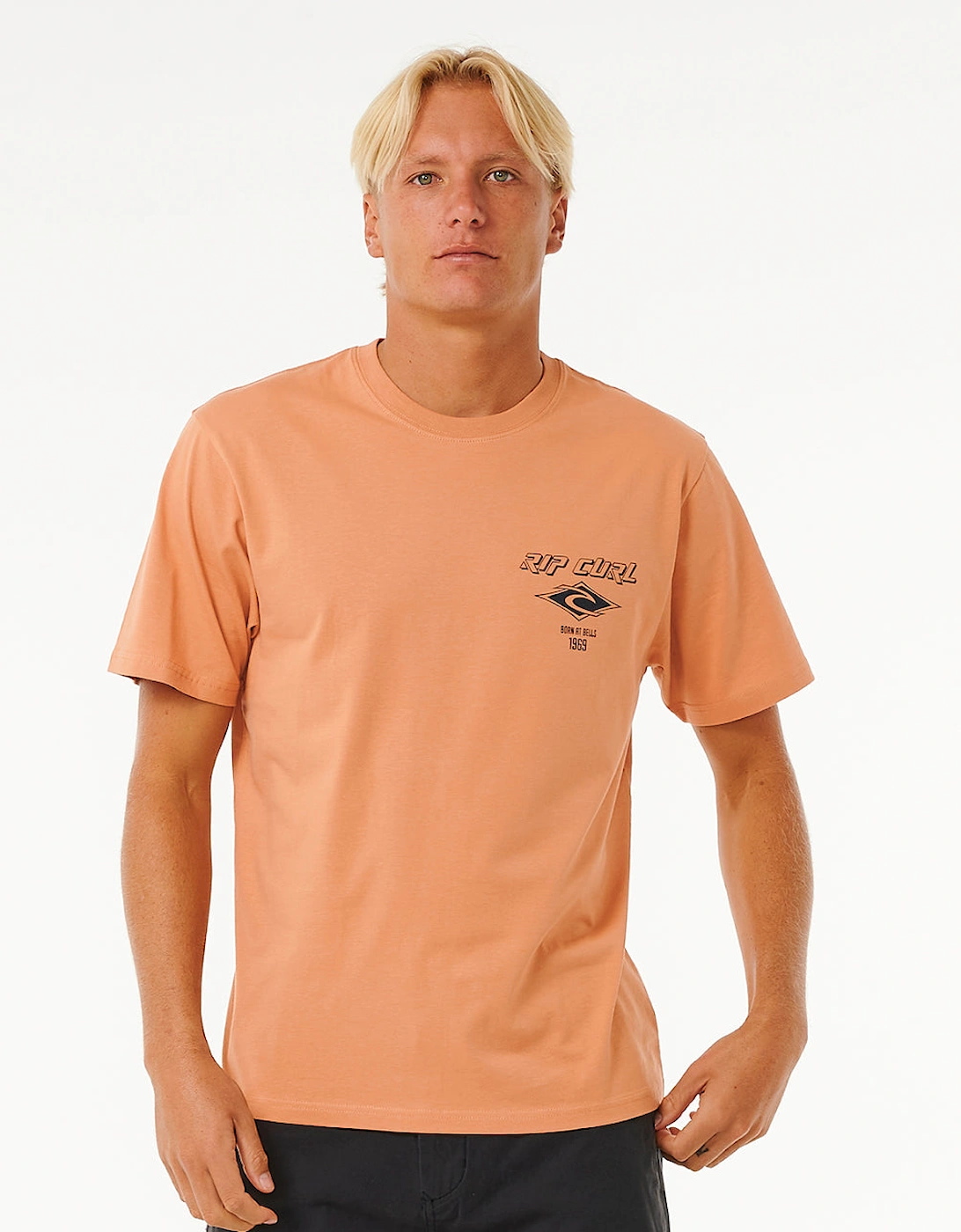 Ripcurl Men's Rip Curl Mens Fade Out Icon Short Sleeve T-Shirt - Cream - Size: 42/Regular