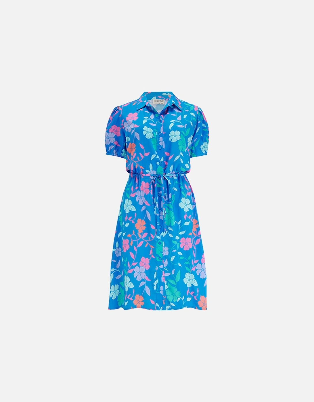 Salma Shirt Dress Blue Rainbow Floral Vine