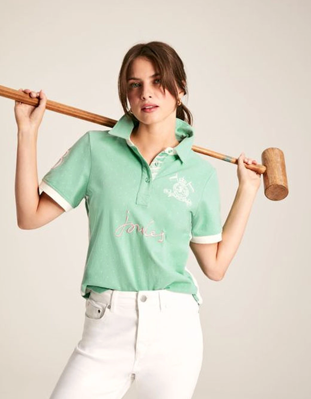 Women's Beaufort Short Sleeve Cotton Polo Shirt Green, 8 of 7