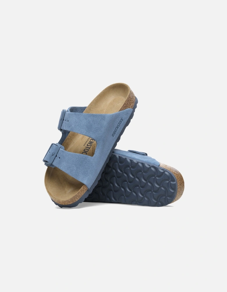 Birkenstock Women's Arizona Suede Leather Sandal Narrow Fit Elemental Blue