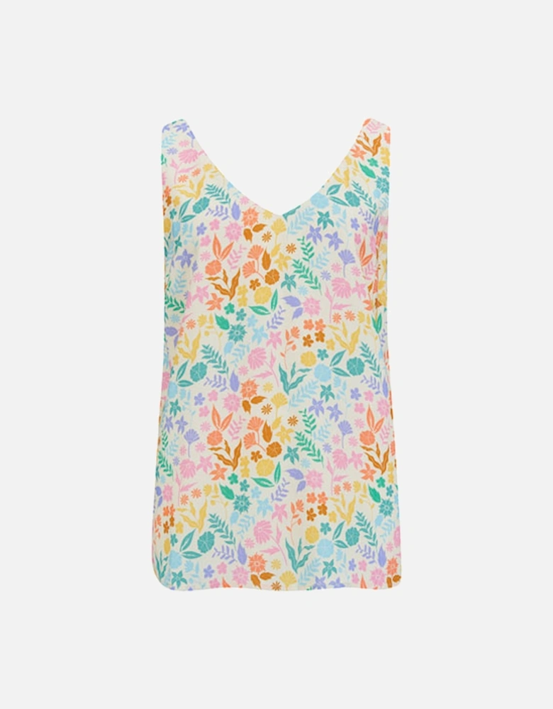 Romy Vest Top Multi Rainbow Botanical Floral