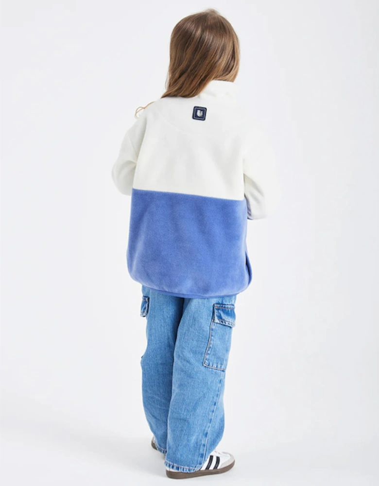 Kids Berkeley 1/4 Zip Fleece Colour Block Cream & Pale Airforce