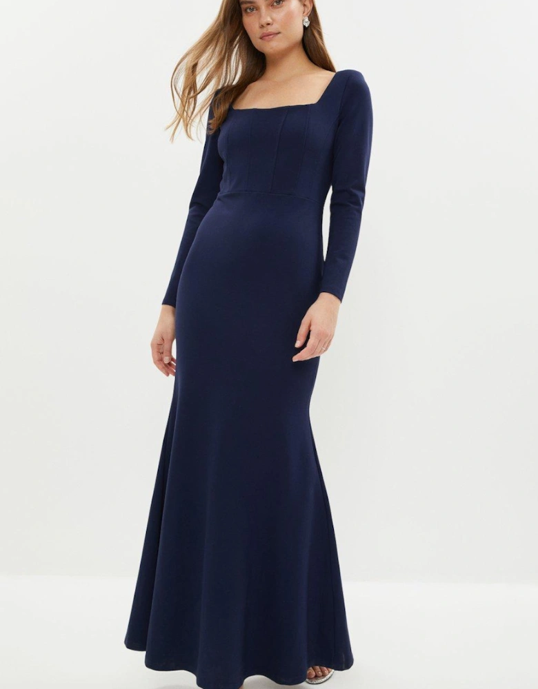 Long Sleeve Maxi Dress With Fishtail