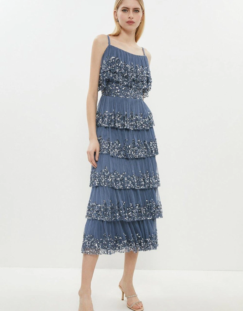 Tiered Skirt And Bodice Sequin Dress
