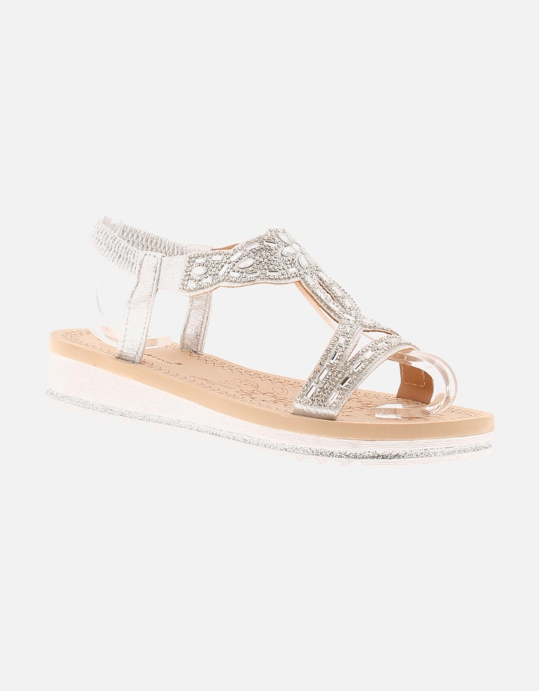Womens Sparkly Sandals Gleen Elasticated  silver UK Size