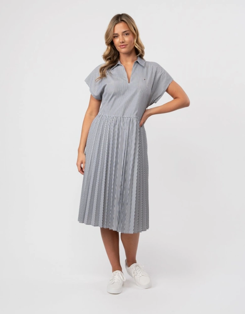 Ithaka Pleat Womens Midi Polo Dress