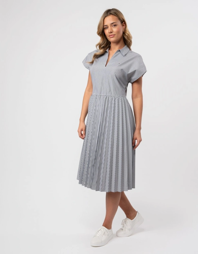 Ithaka Pleat Womens Midi Polo Dress