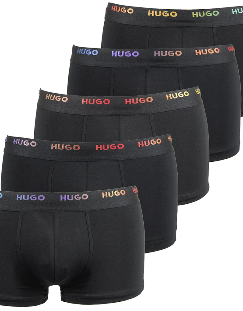 5-Pack Rainbow Logo Boxer Trunks, Black