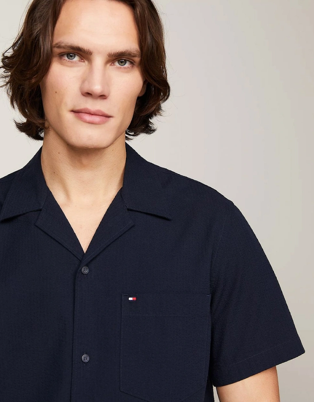 Seersucker Solid Mens Shirt