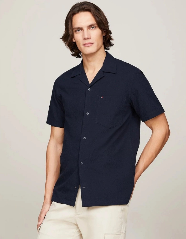 Seersucker Solid Mens Shirt