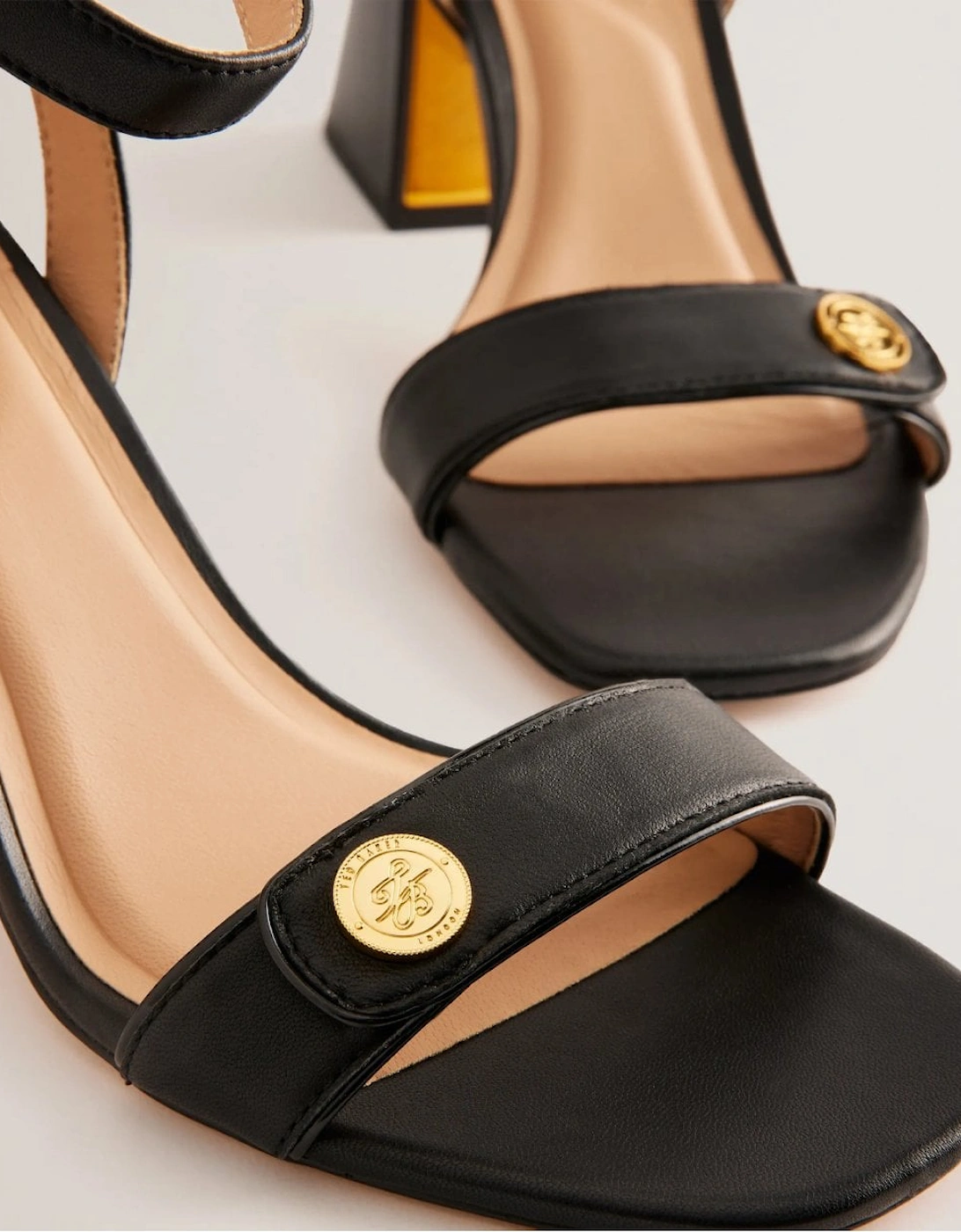Milliiy Womens Block Heel Sandals with Coin Detail