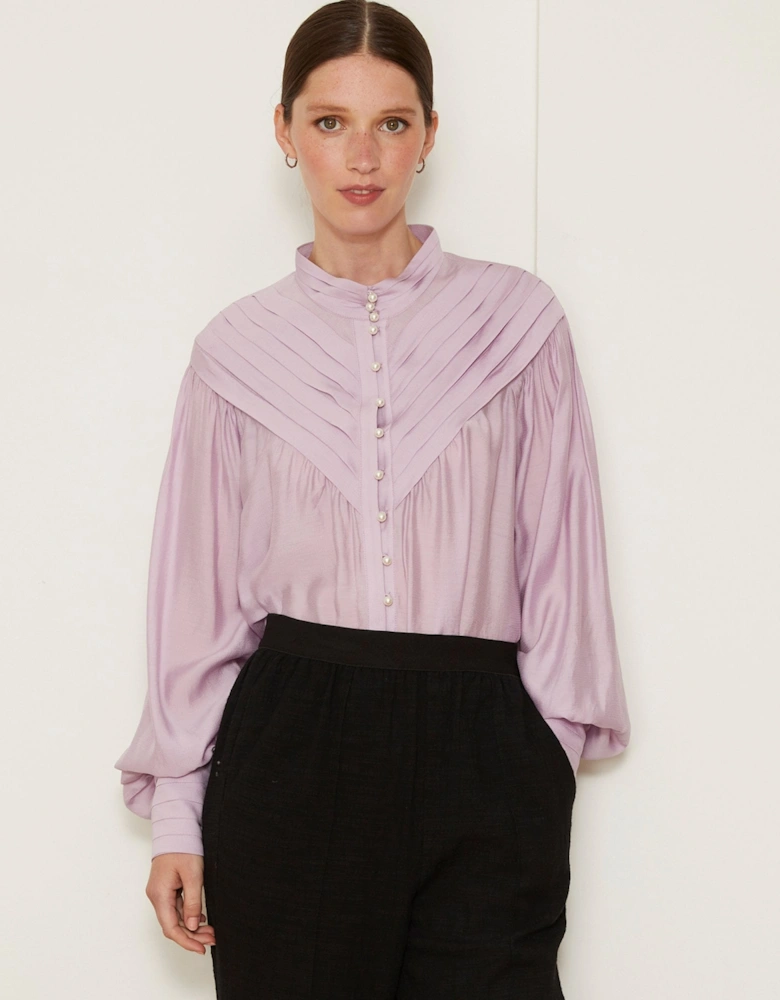 Iona Pleat Violet Shirt