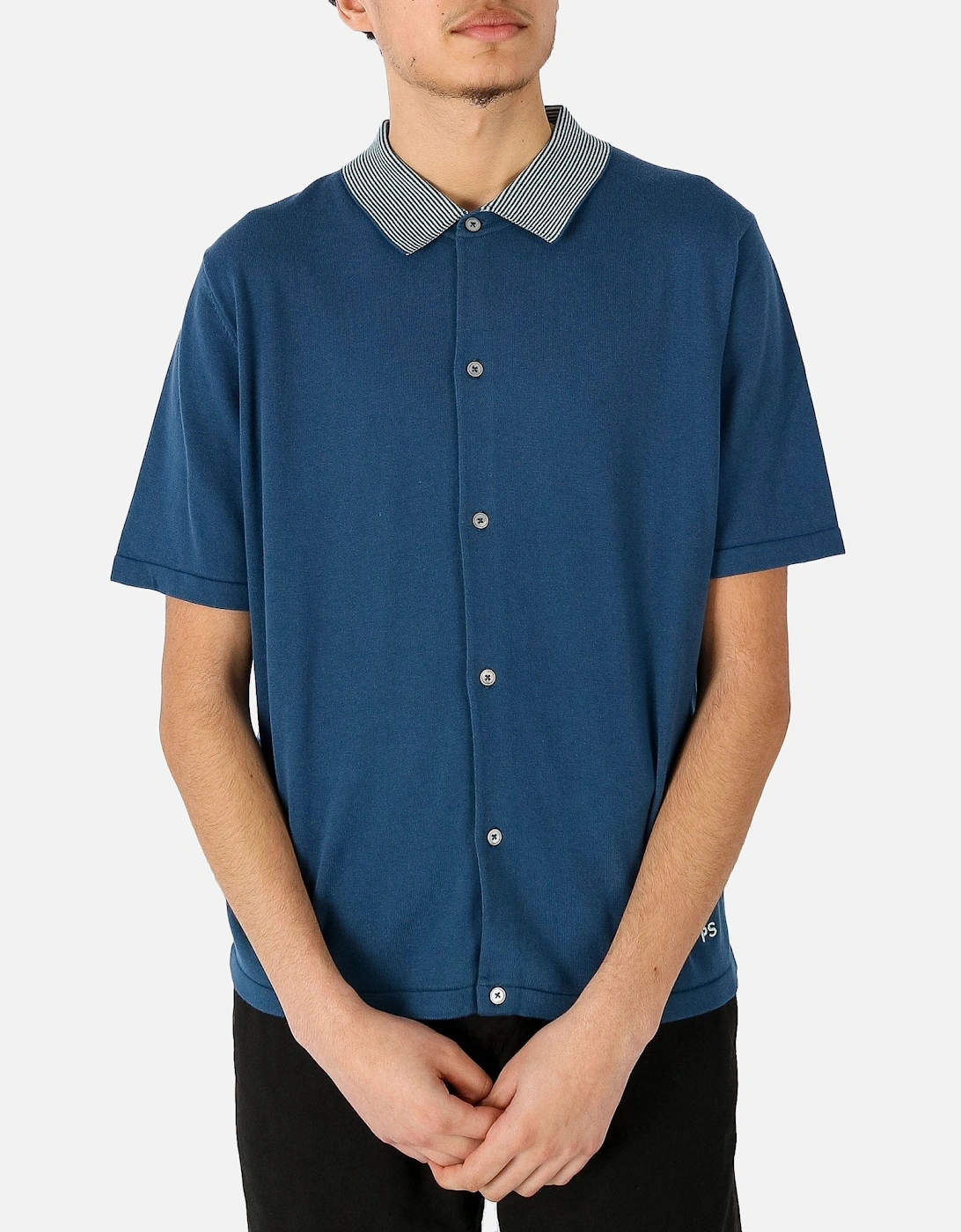 Button Through Striped Short Sleeve Turquoise Shirt, 5 of 4