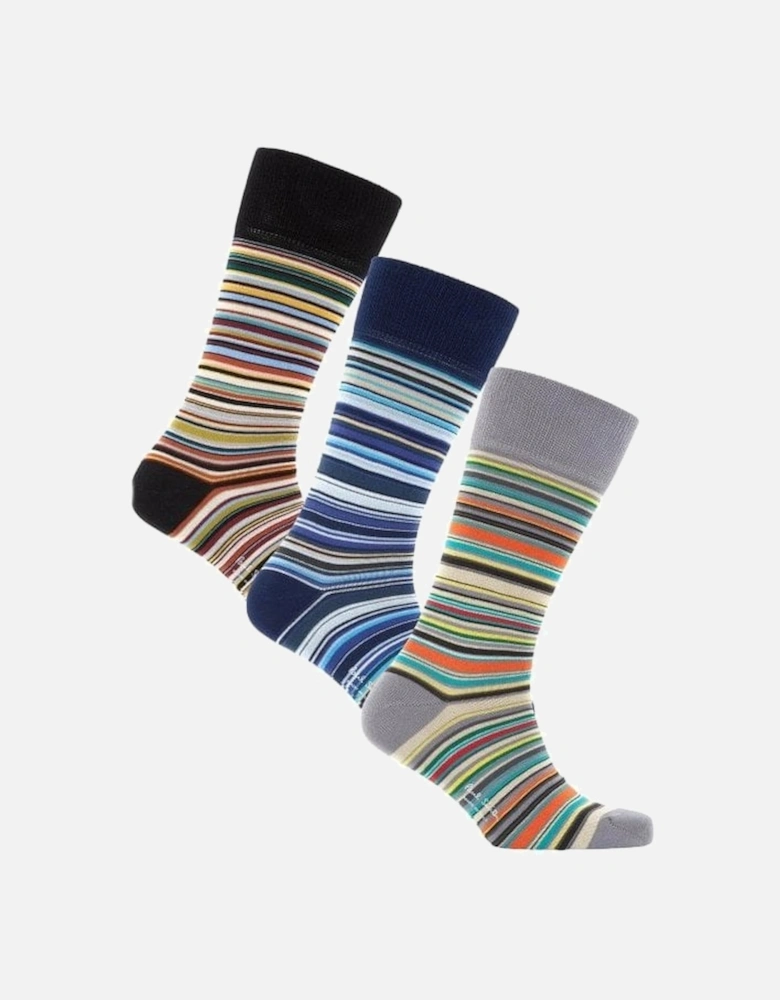 3 Pack Single Stripe Assorted Socks