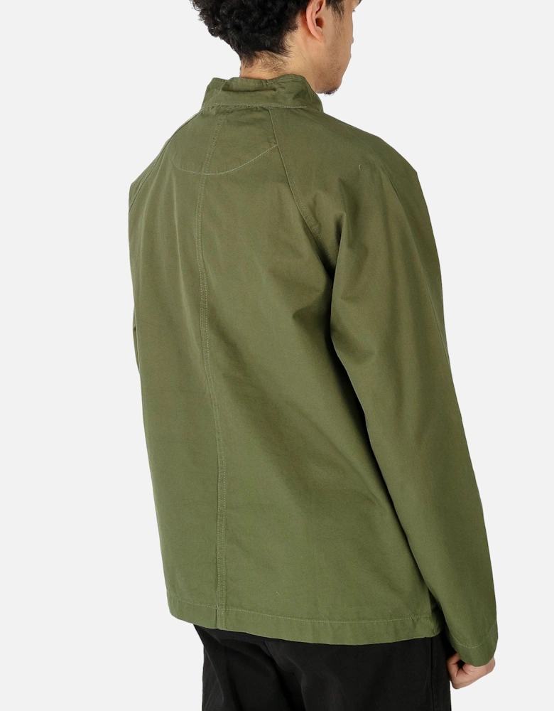 Twill Waitor Button Through Olive Overshirt