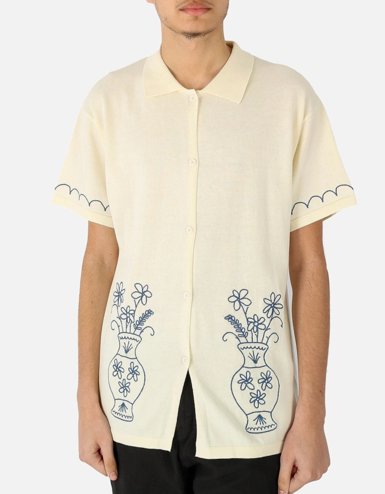 Knitted Vase White Polo Shirt